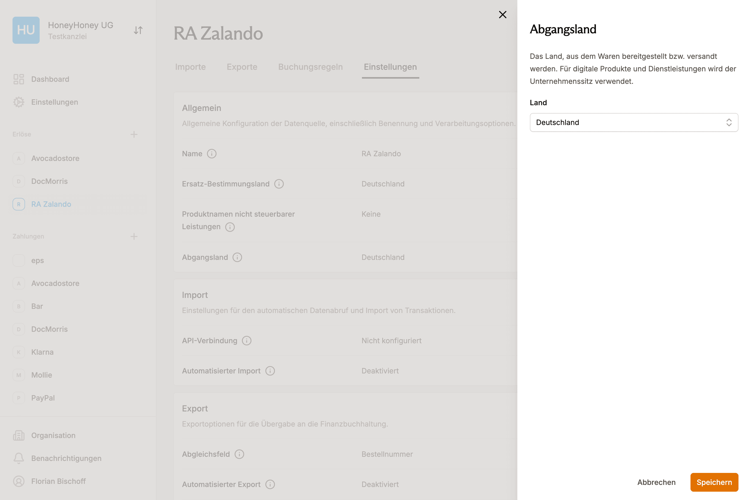 Zalando länderspezifische Marktplätze mit getrennten Konten je Land für die DATEV-Buchhaltung