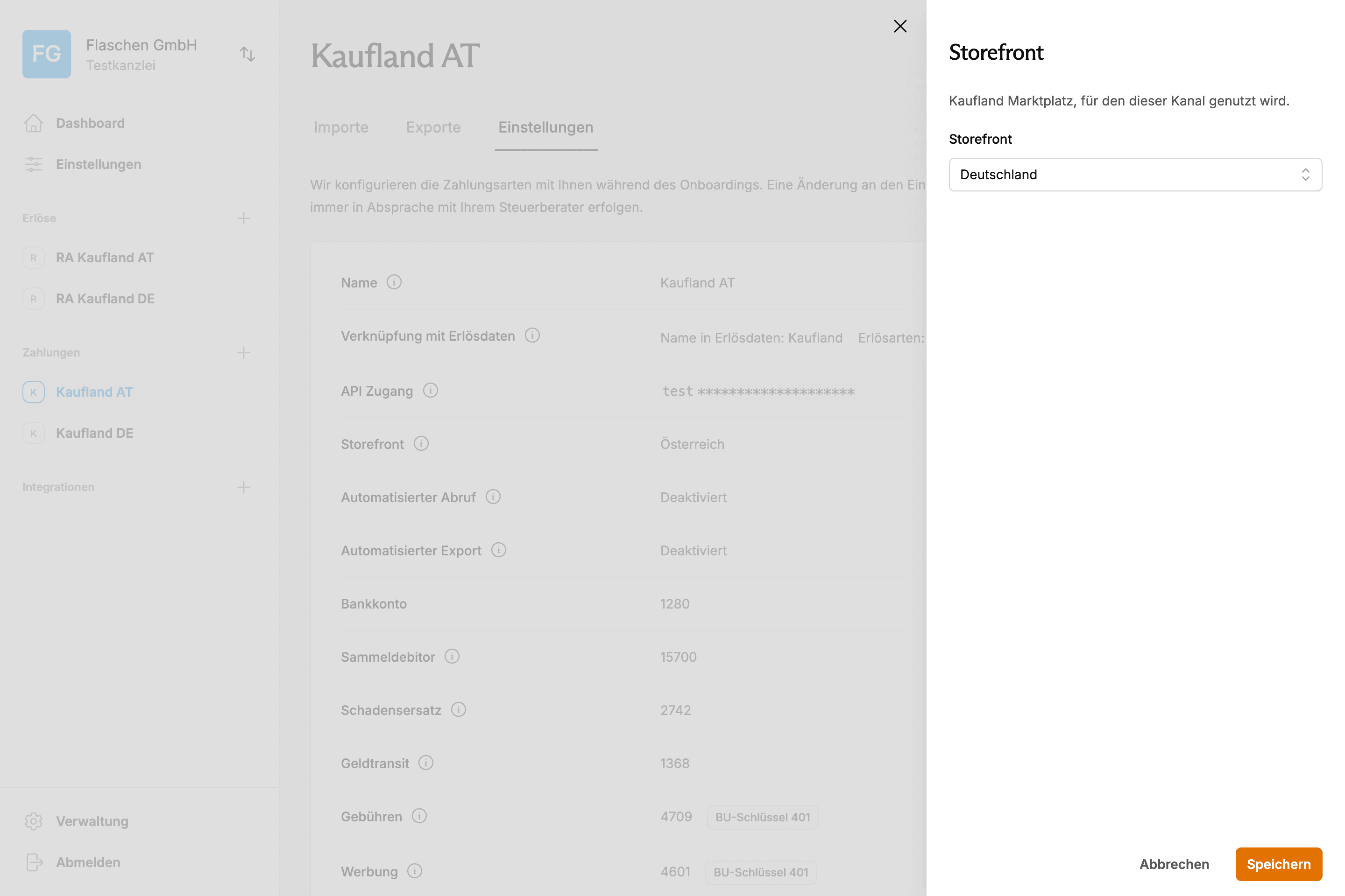Kaufland Buchhaltung mit getrennten Konten für verschiedene Marktplätze