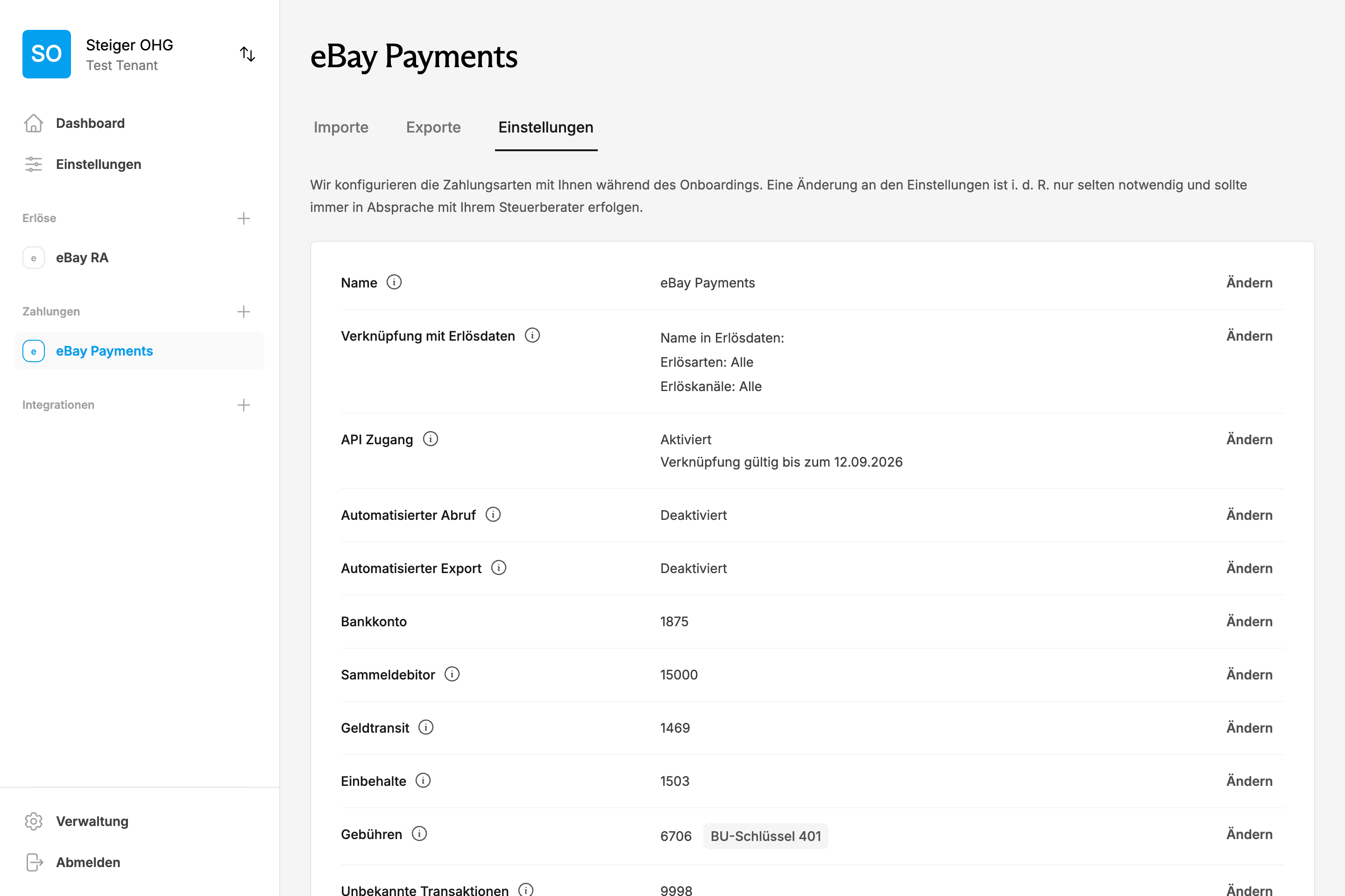 eBay-Payments Geldtransit Übersicht mit detaillierter Aufschlüsselung der Verkaufsprovisionen und Transaktionsgebühren