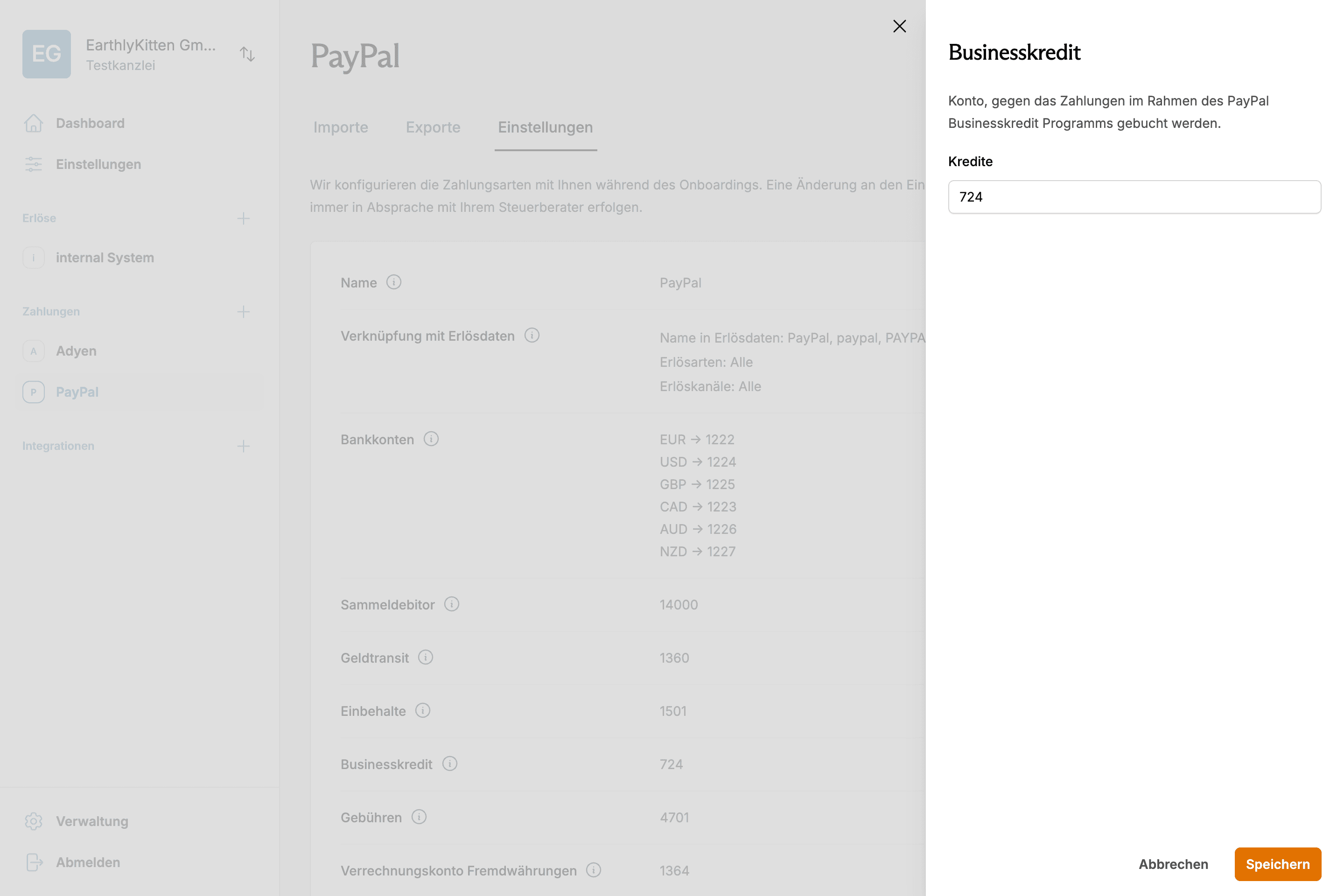 PayPal-Business-Kredit Buchungslogik und Rückzahlungsabwicklung für DATEV
