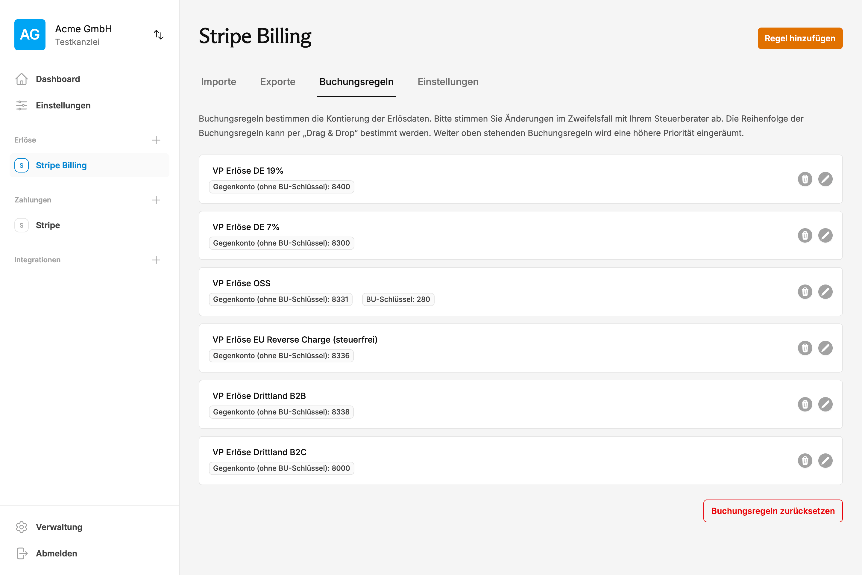 Reverse-Charge Prüfung in EasyPliant mit automatischer USt-IdNr Validierung und steuerlicher Sachverhaltsprüfung für Stripe Billing