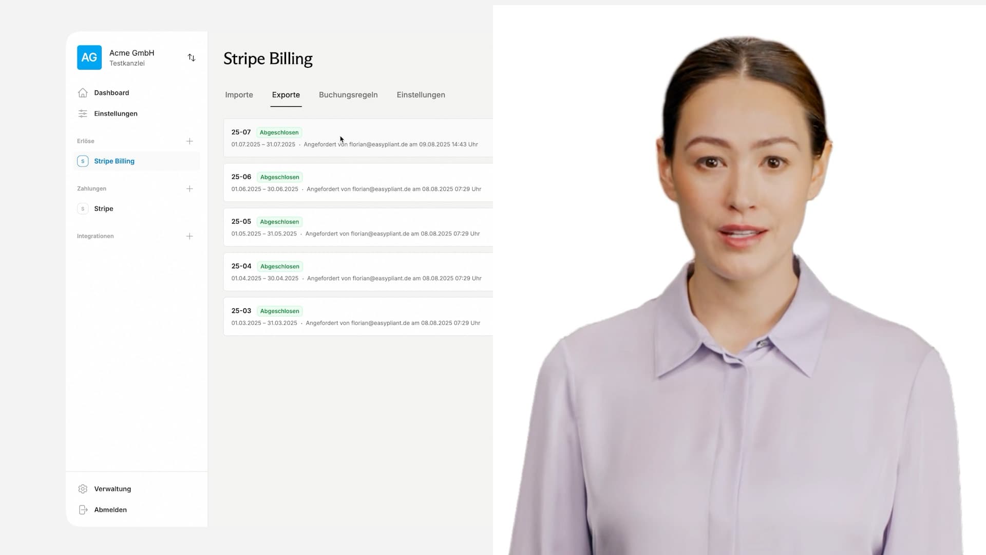 Video Vorschau: Automatisierte Stripe Billing DATEV-Buchhaltung – Stripe Billing API Schnittstelle