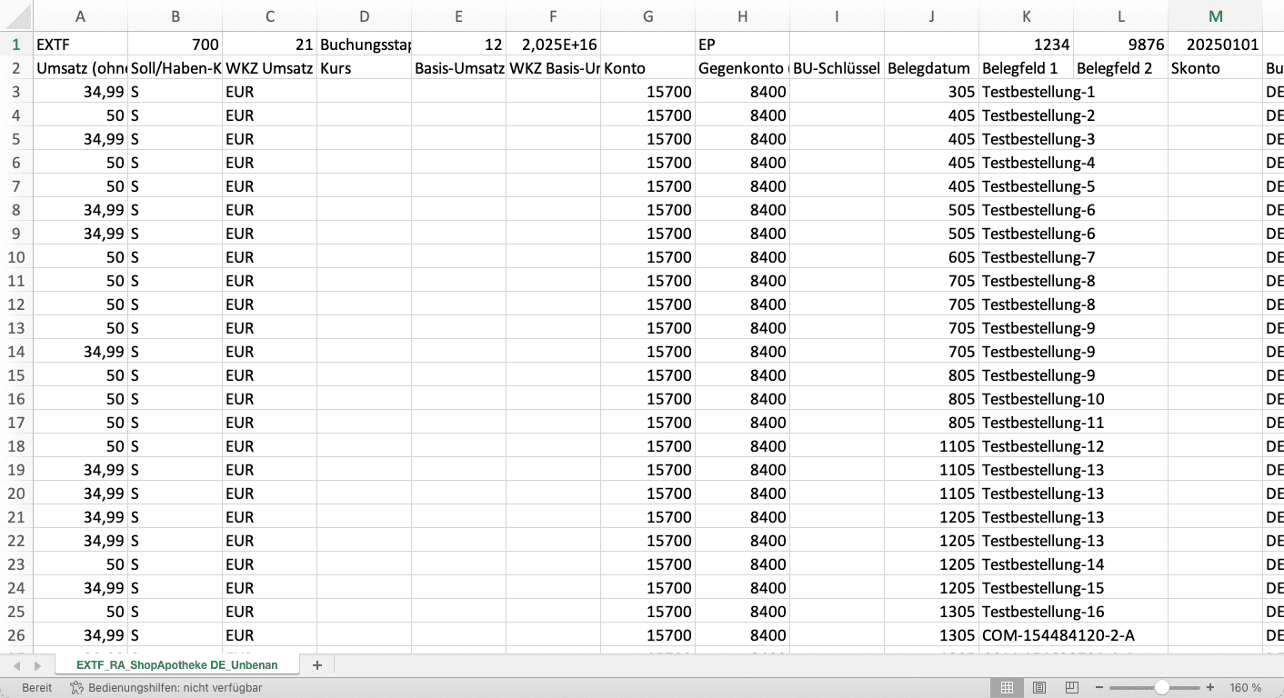 XXXLutz-API Dashboard für vollautomatische Verbuchung von XXXLutz-Gebühren und Provisionen in DATEV